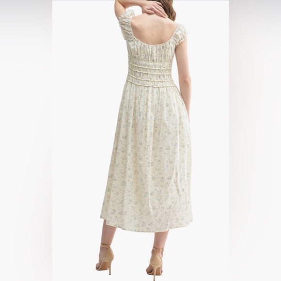 ALL IN FAVOR Floral print Swiss Dot Midi Dress - Picture 2 of 2